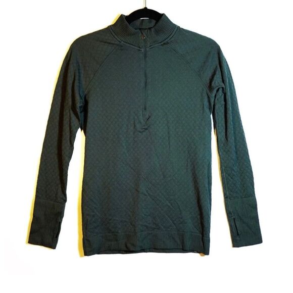 Lululemon Rest Less 1/2 Zip Waffle Knit Pullover In Deep Ivy Size 6 - Picture 4 of 8